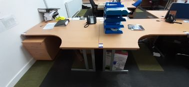 2 beech effect ergonomic Desks with 2-drawer Pedestals
