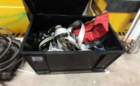 Assortment of harnesses and straps, to storage box