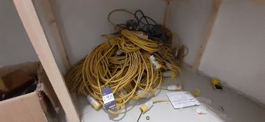 Large quantity of 110v Extension Leads & Festoon Lighting Cabling