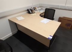 Light oak effect ergonomic Desk with 3-drawer Pedestal, 3-drawer Pedestal & Mobile upholstered