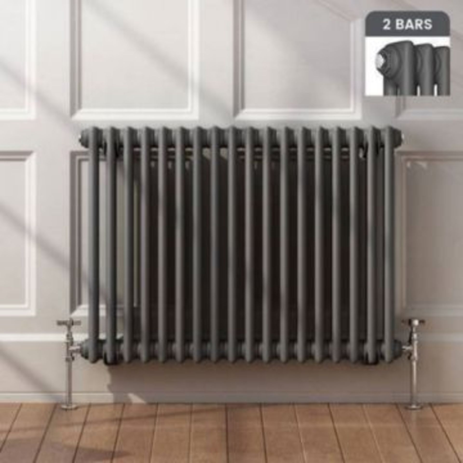 New & Boxed 600x828mm Anthracite Double Panel Horizontal Colosseum Traditional Radiator.RCA563.