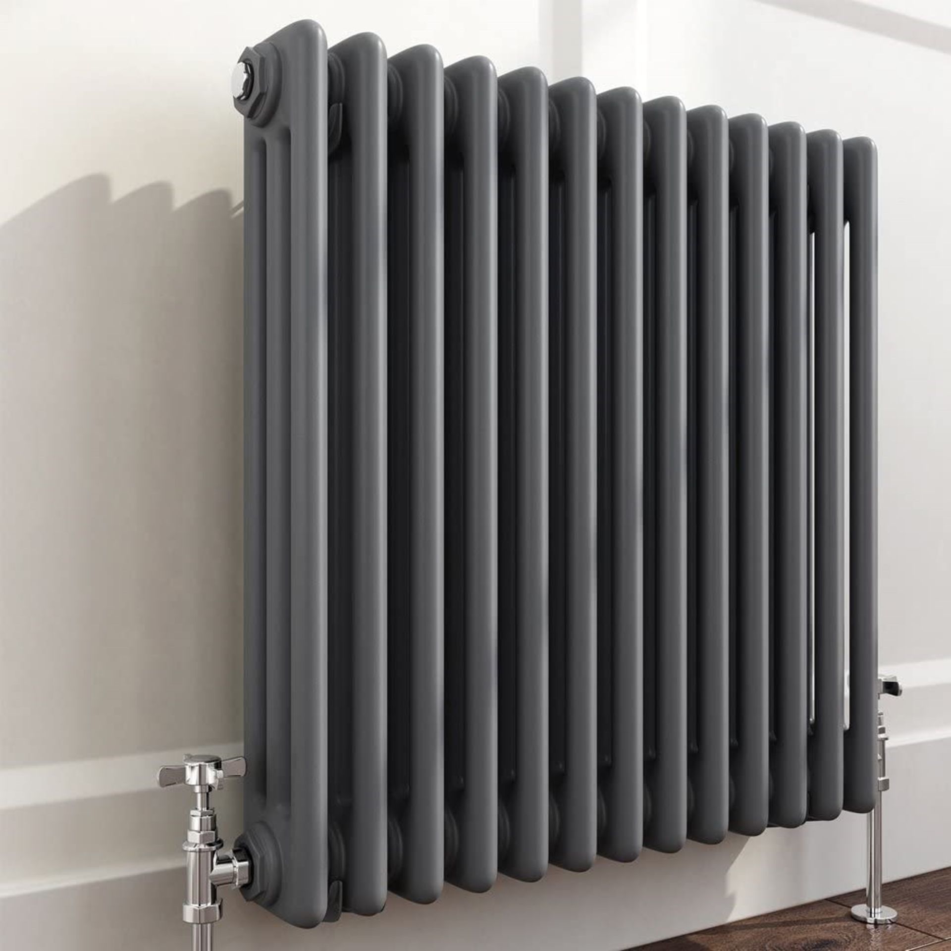 New & Boxed 600X600Mm Anthracite Double Panel Horizontal Colosseum Traditional Radiator. Rrp £469.99 - Image 2 of 2