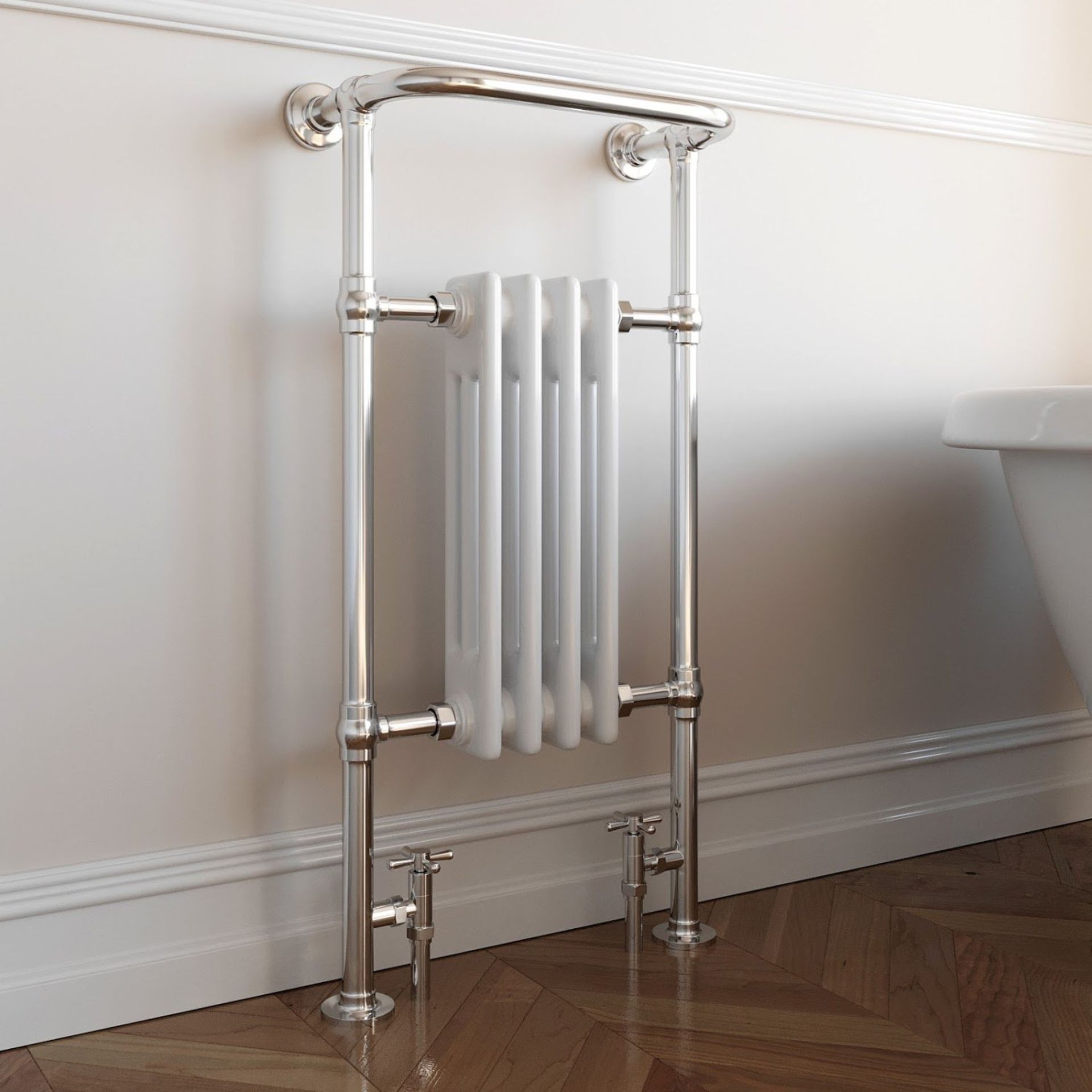 New 952X479Mm Traditional White Slim Towel Rail Radiator - Cambridge. Rt31.Rrp £469.99.Low Carbon