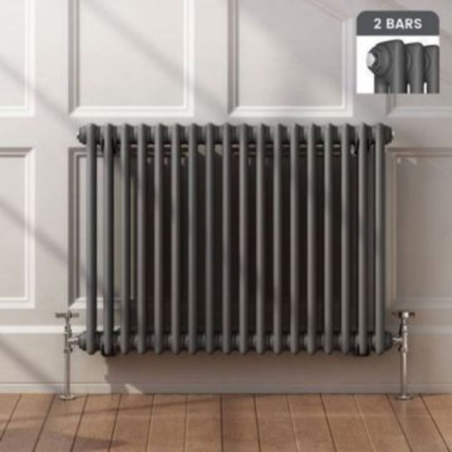 New & Boxed 600x828mm Anthracite Double Panel Horizontal Colosseum Traditional Radiator.RCA563. - Image 2 of 2