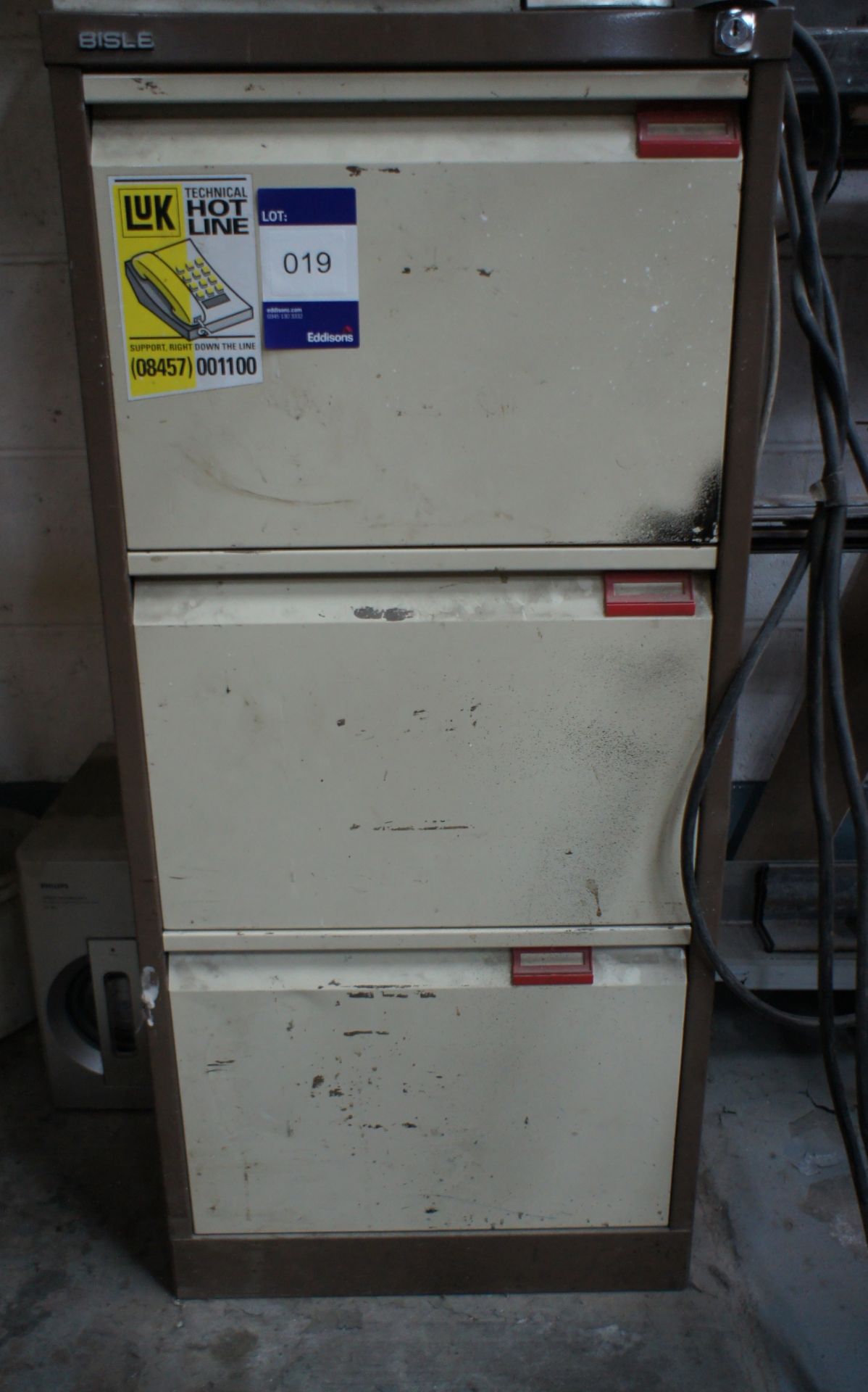 3 drawer metal filing cabinet and contents to incl