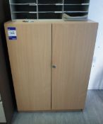 Oak effect double door half height office cabinet