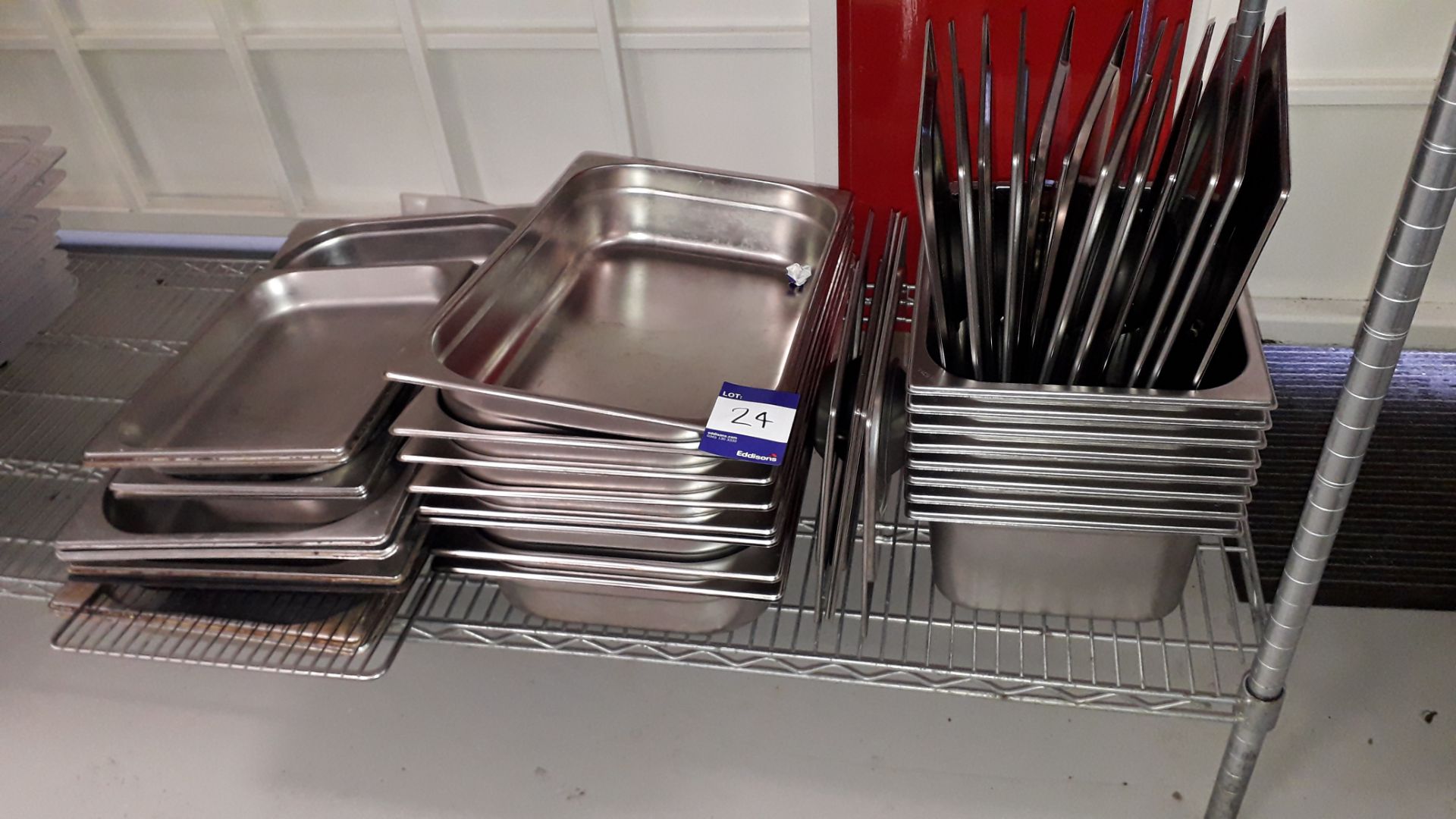 Quantity of various Stainless Steel Gastronorm Pans and Lids. Located at The Great Little Catering