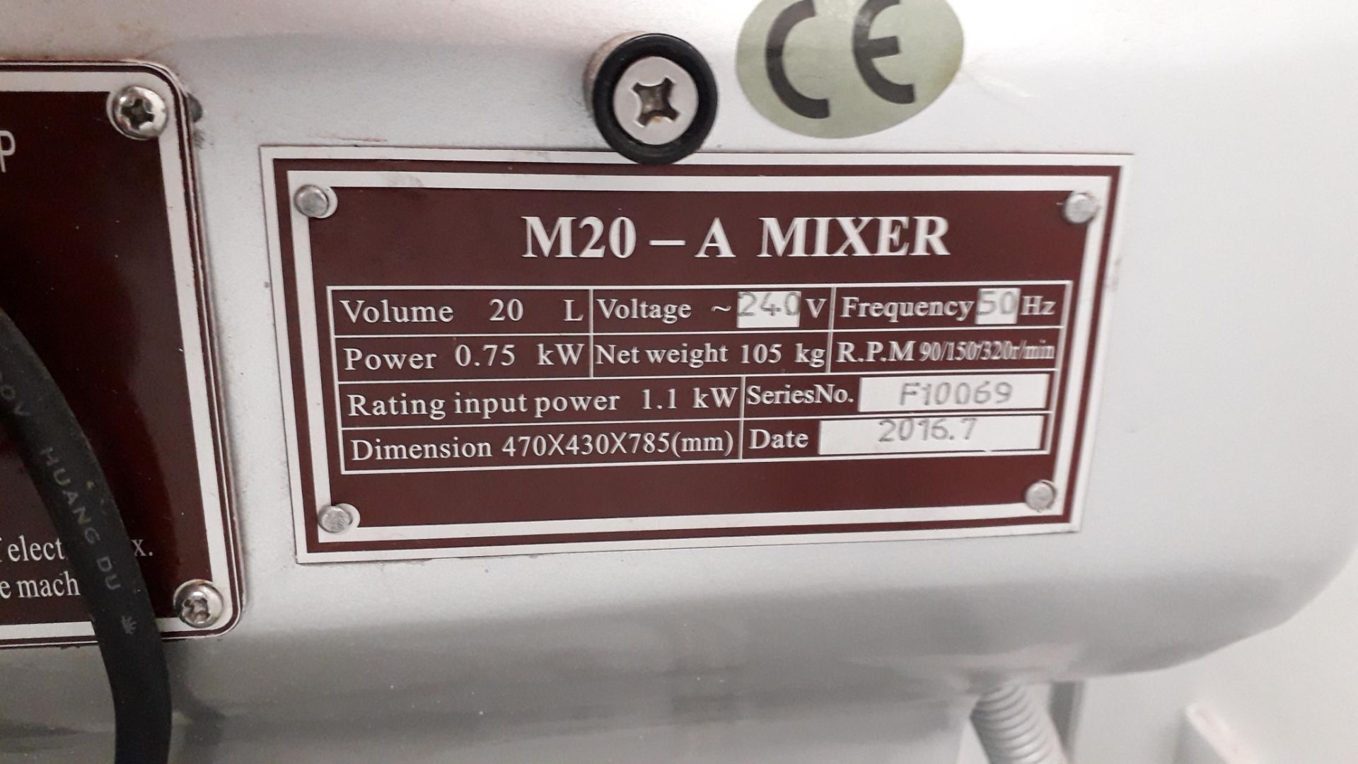 Professional M20-A 20Ltr Planetary Mixer with Bowl - Image 3 of 4