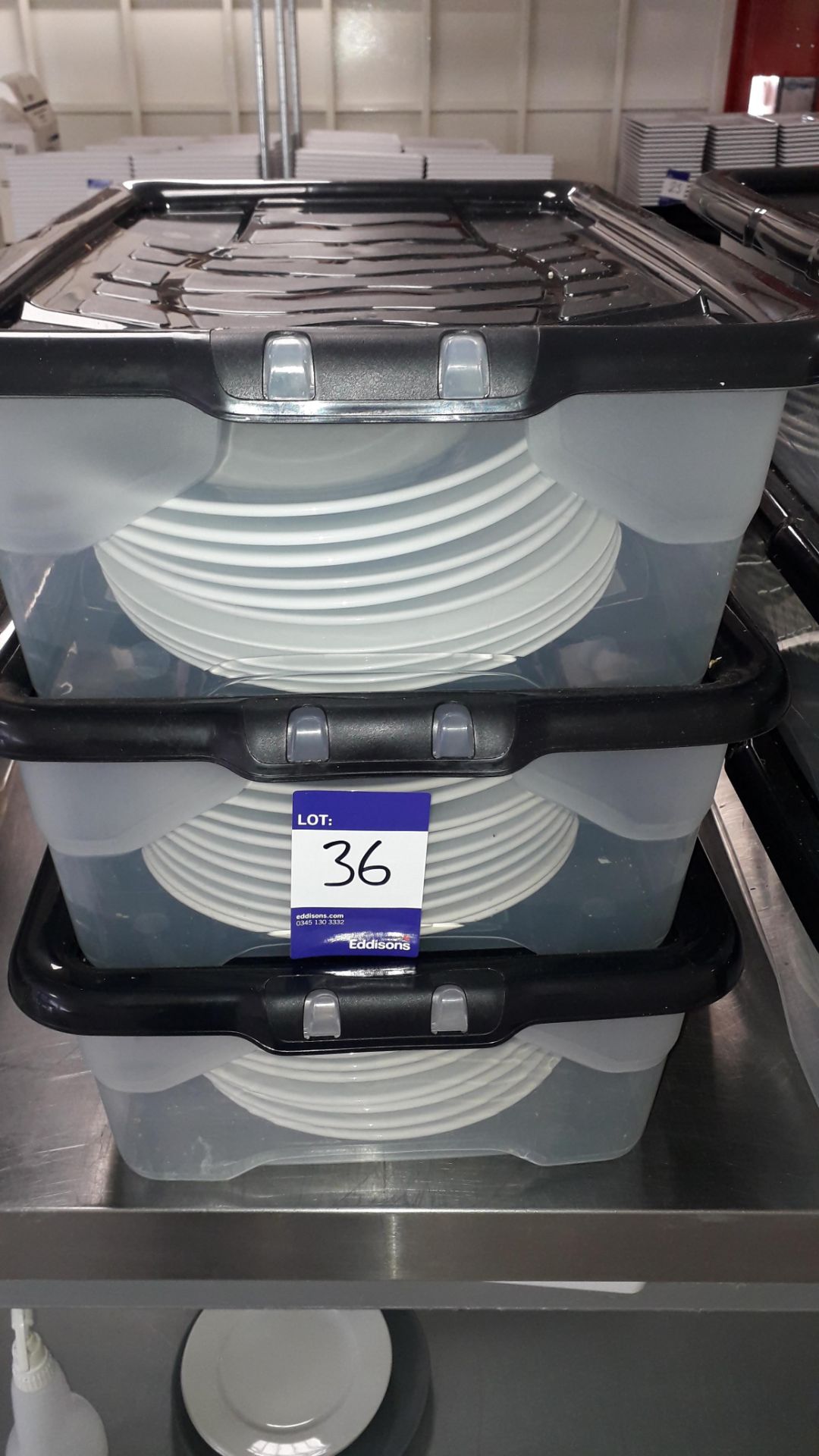 3 x Containers containing various White Crockery. Located at The Great Little Catering Company - Image 2 of 2