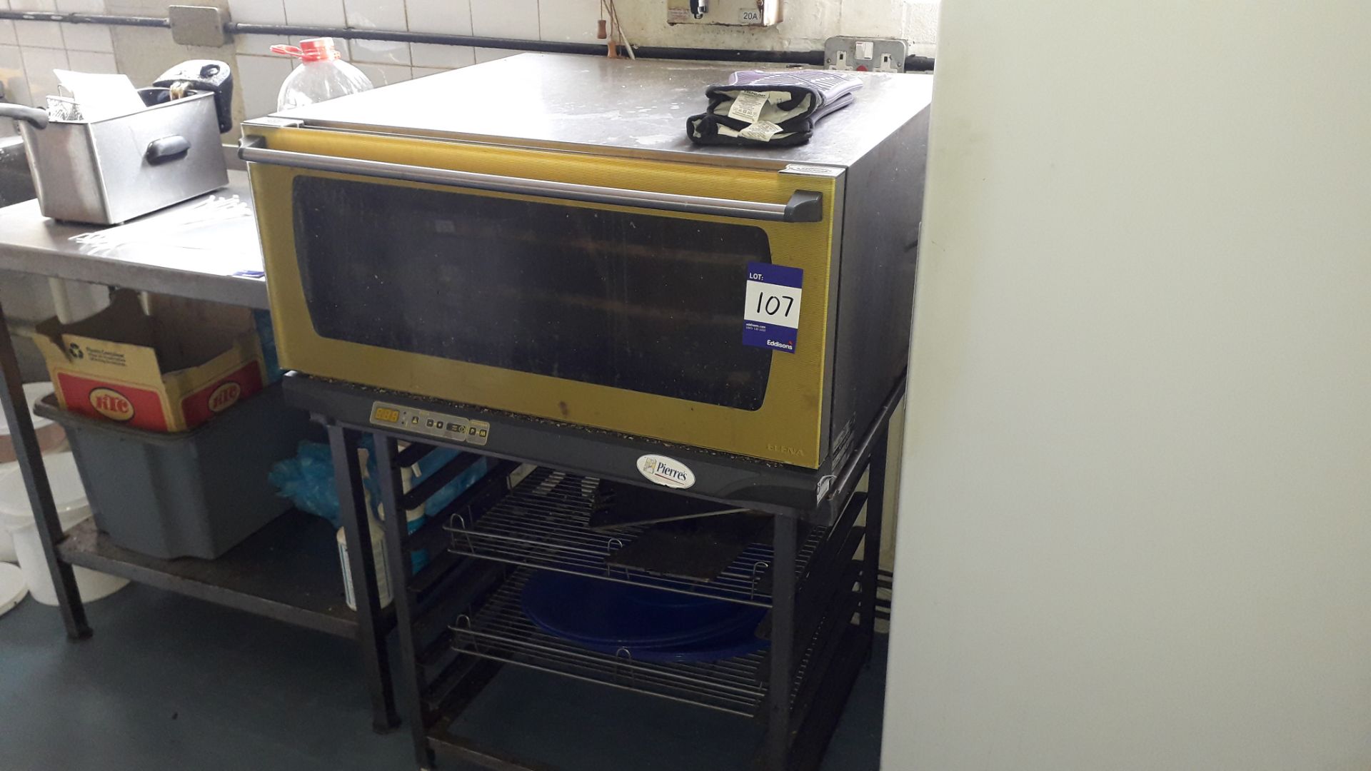 Unox XF180GB Commercial Convection Oven on Stand (2008) Serial Number 270, 240v. Located at Fresco's