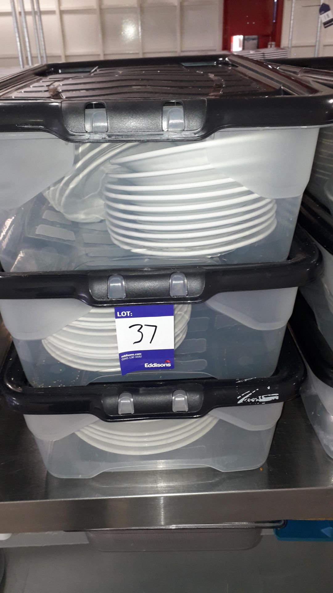 3 x Containers containing various White Crockery. Located at The Great Little Catering Company - Image 2 of 2