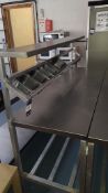 Stainless Steel Food Prep Table with Gantry 1800 x 600 x 1350. Located at Fresco's Hemel Hempstead