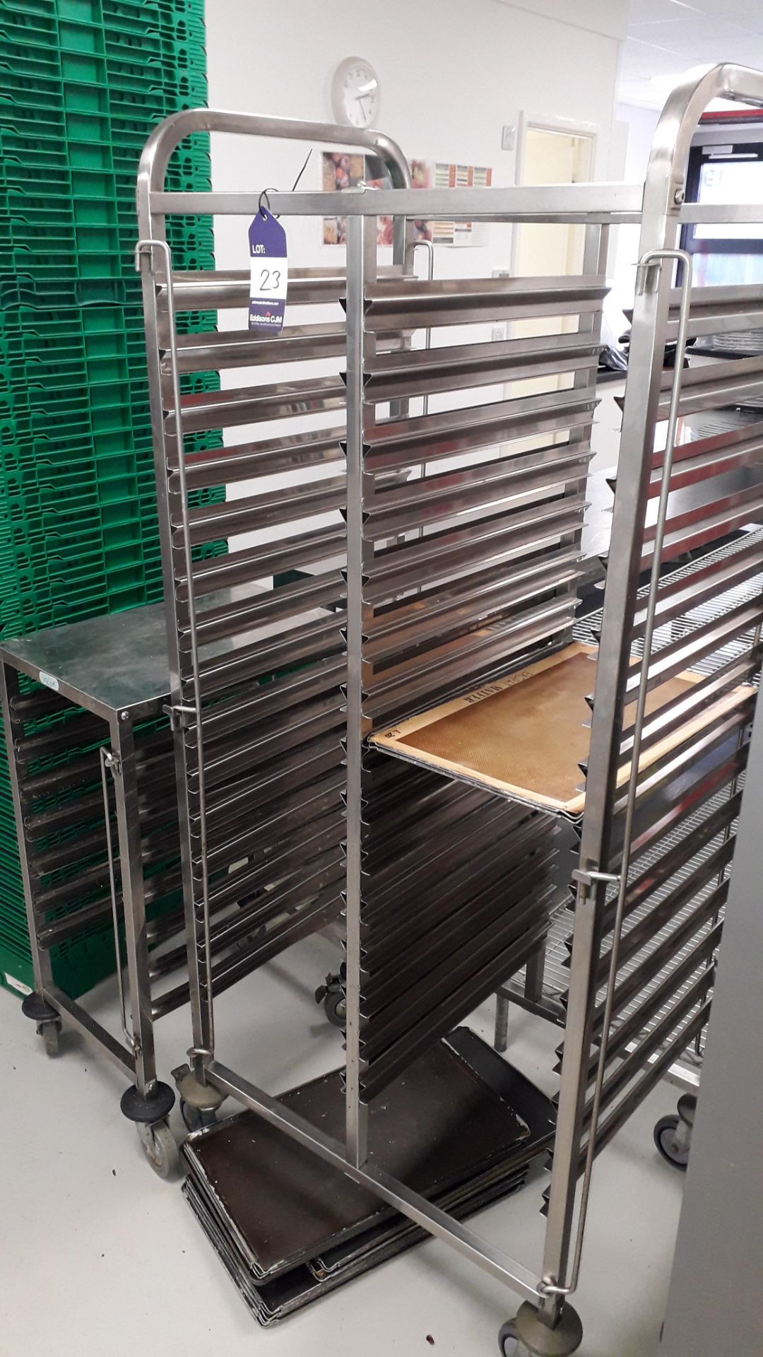 Double Column 15 Tier Mobile Tray Trolley and Vogue 7 Tier Mobile Tray Trolley and approx. 10 trays. - Image 2 of 2