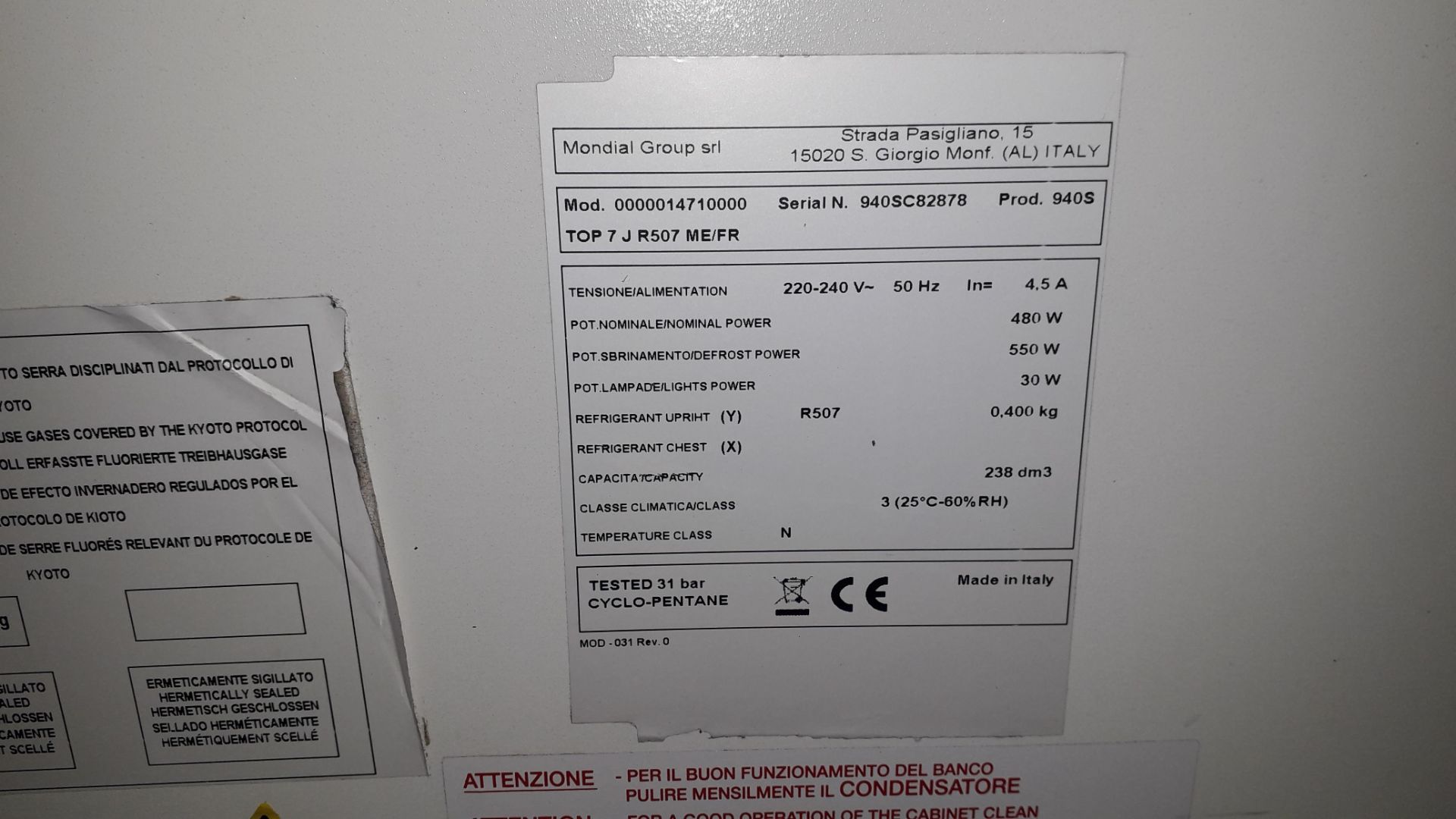 Strada Top 7J Ice Cream Freezer Serial Number 940S - Image 4 of 4