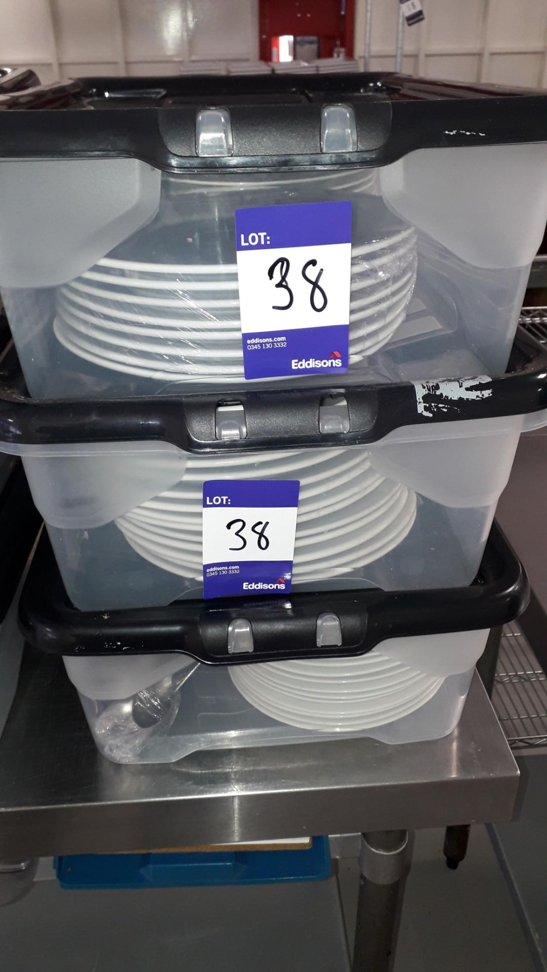 3 x Containers containing various White Crockery. Located at The Great Little Catering Company - Image 2 of 2