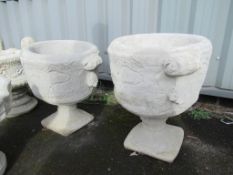 2 x 'two handled' planter urns and stands