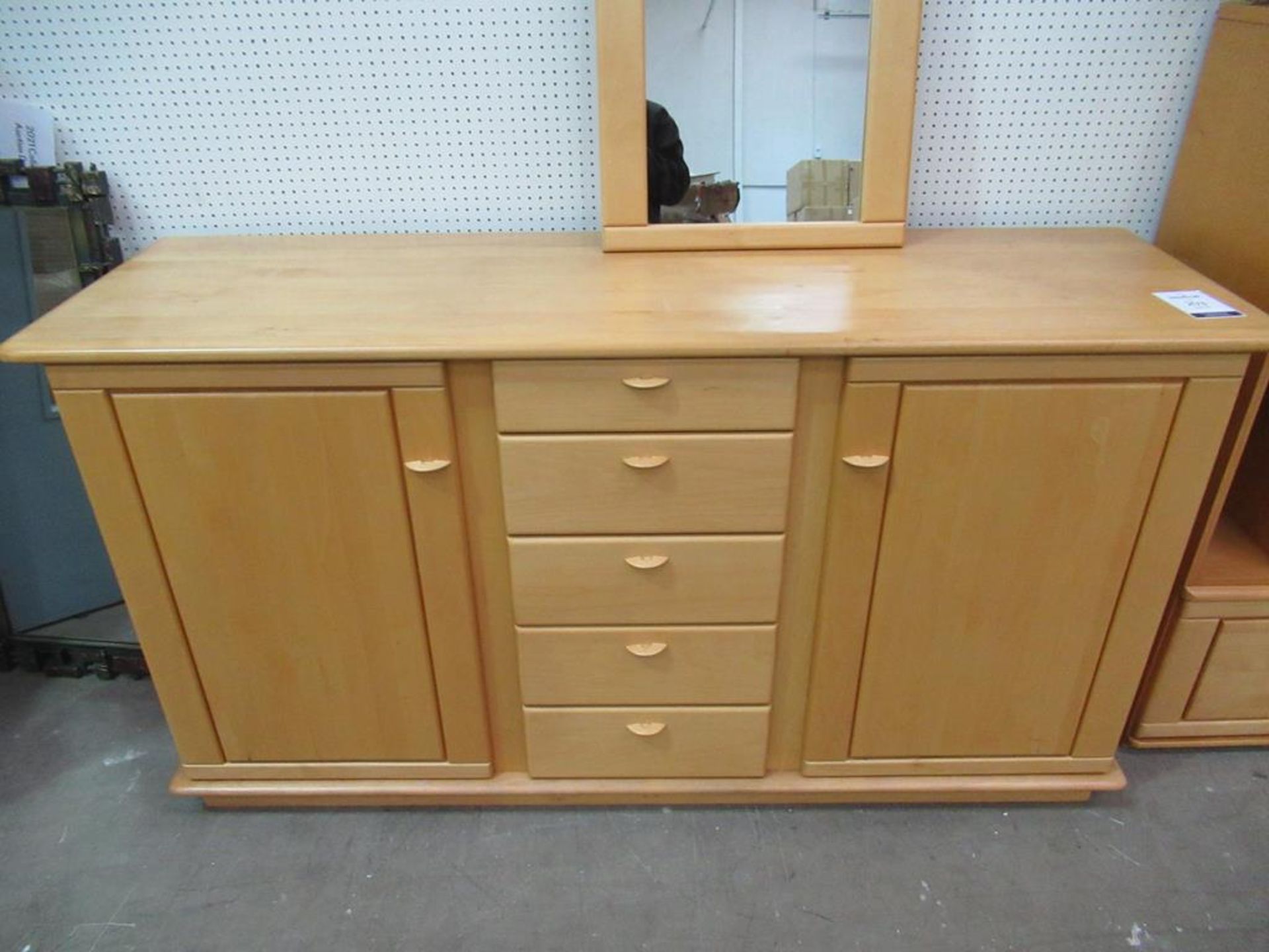 Lightwood effect Sideboard, Cabinet and Mirror - Image 2 of 4