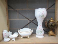 Two shelves to contain various Figurines, Plant pot, Ash Urn etc