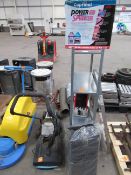 MacAllister mower, metal shelving, power sprayer etc.