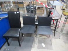 2 x leather effect chairs and a stool with 2 x black chairs