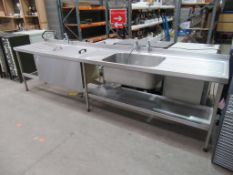 Stainless steel dual sink unit