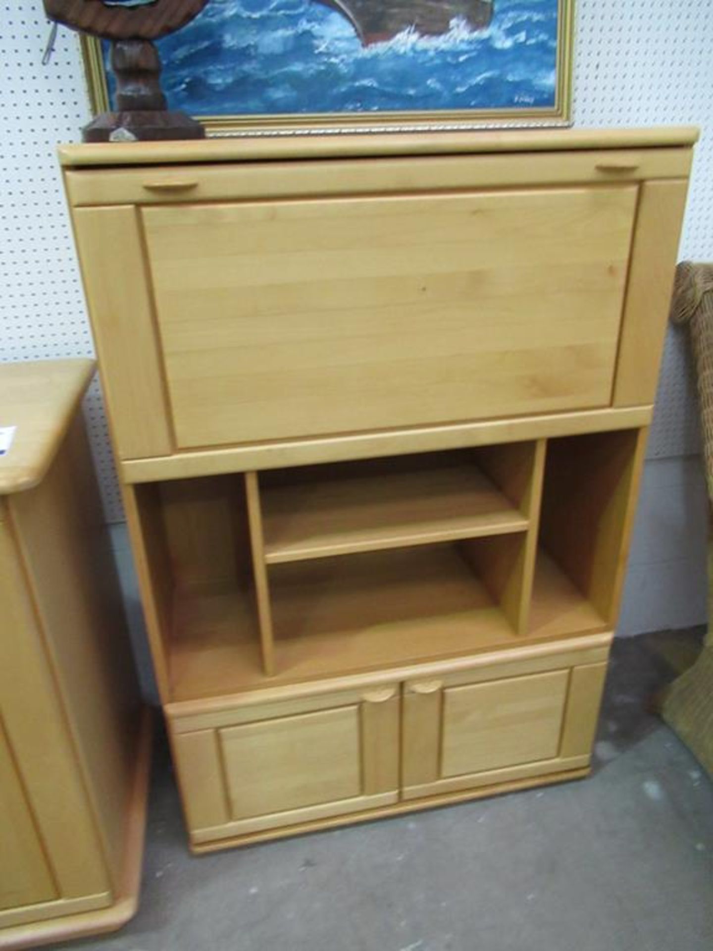 Lightwood effect Sideboard, Cabinet and Mirror - Image 4 of 4