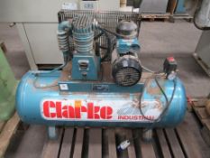 A Clarke SE16C150 240V compressor, YOM 2005, s/n 55161, 50Hz.