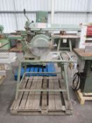 A Multico 02/3 radial arm cros cut saw, s/n 1297, 415V, 3 phase, 50Hz.