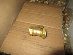 Approx. Quantity 100 22mm Brass Compression Gas Valve with Handle (Heavy Type)