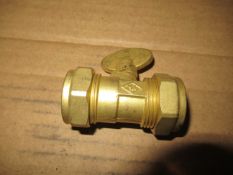 Approx. Quantity 100 (1 Box) 22mm Brass Compression Gas Valve with Handle (Heavy Type)