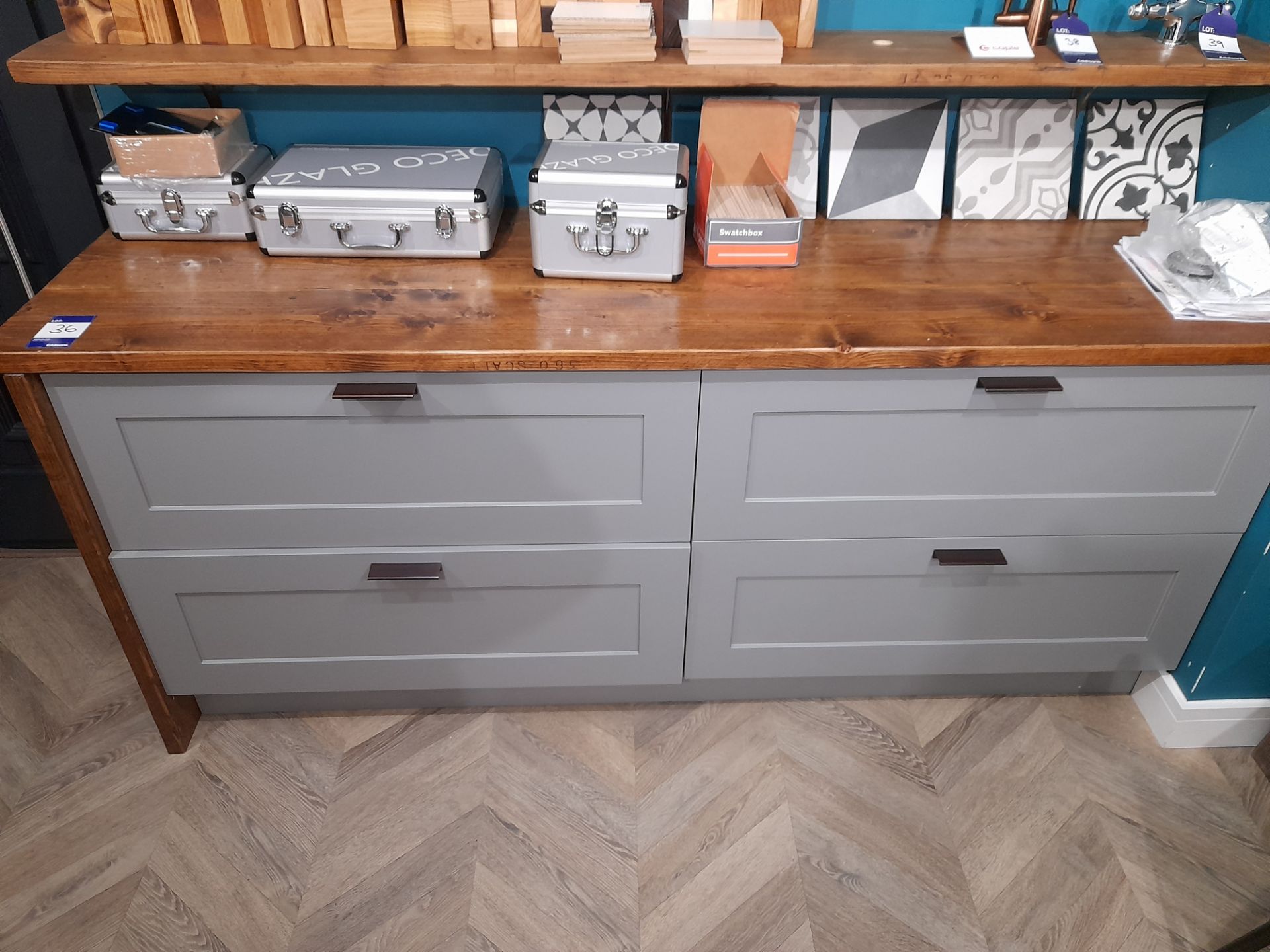 2 Pan drawer sideboard unit, with wooden work surf