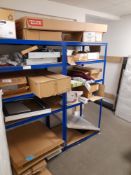 2 bays of racking and contents to include various components, fixings etc