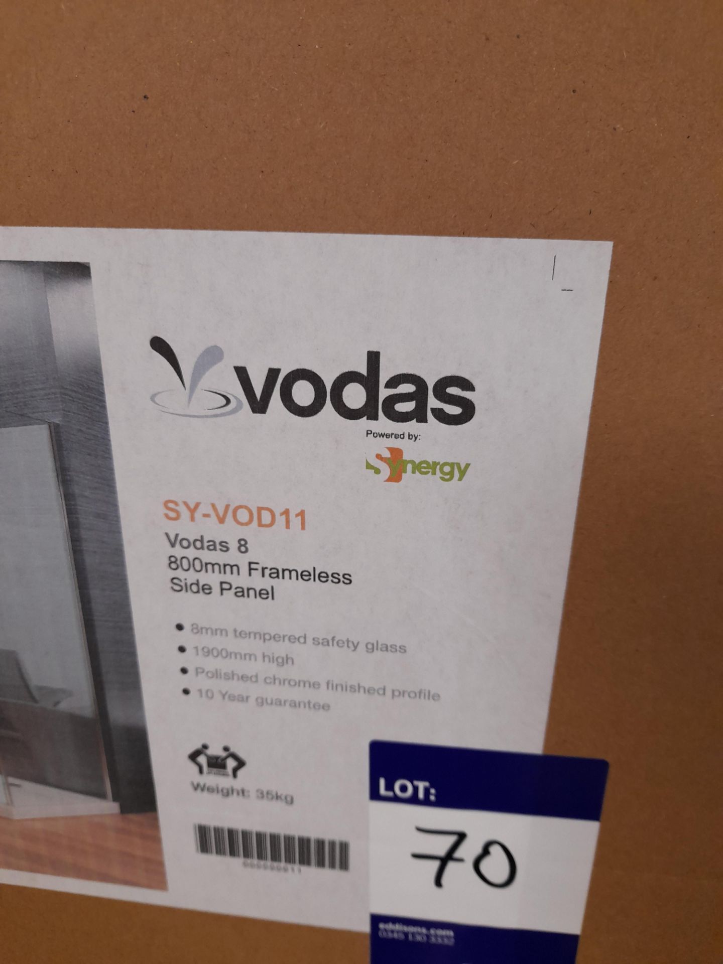 Synergy SY-VOD11 Vodas 8 800mm frameless side pane - Image 2 of 2