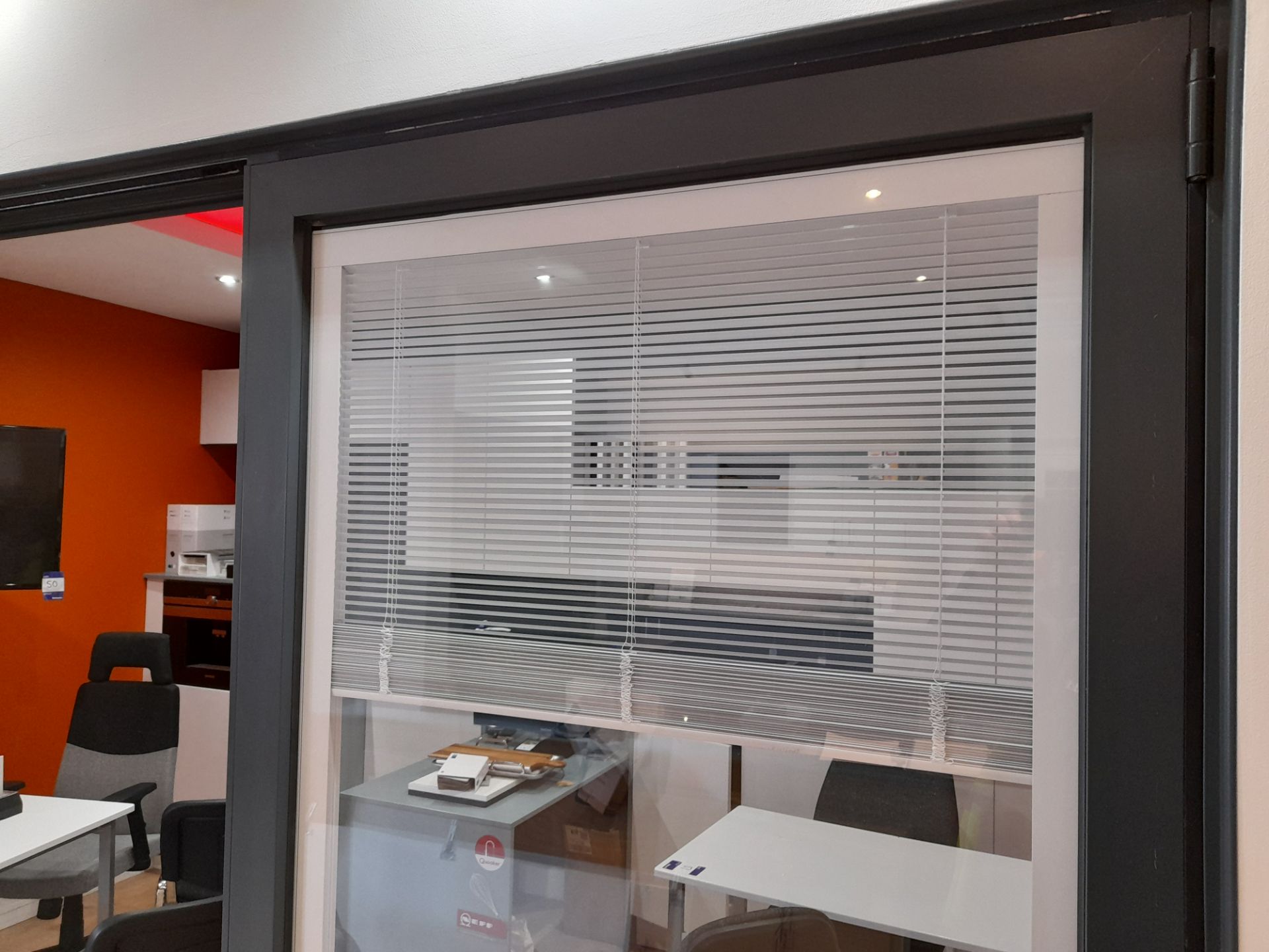 Showroom bi-fold door with integrated blinds, 3575 x 2120 (purchaser responsible to ensure safe - Image 3 of 4