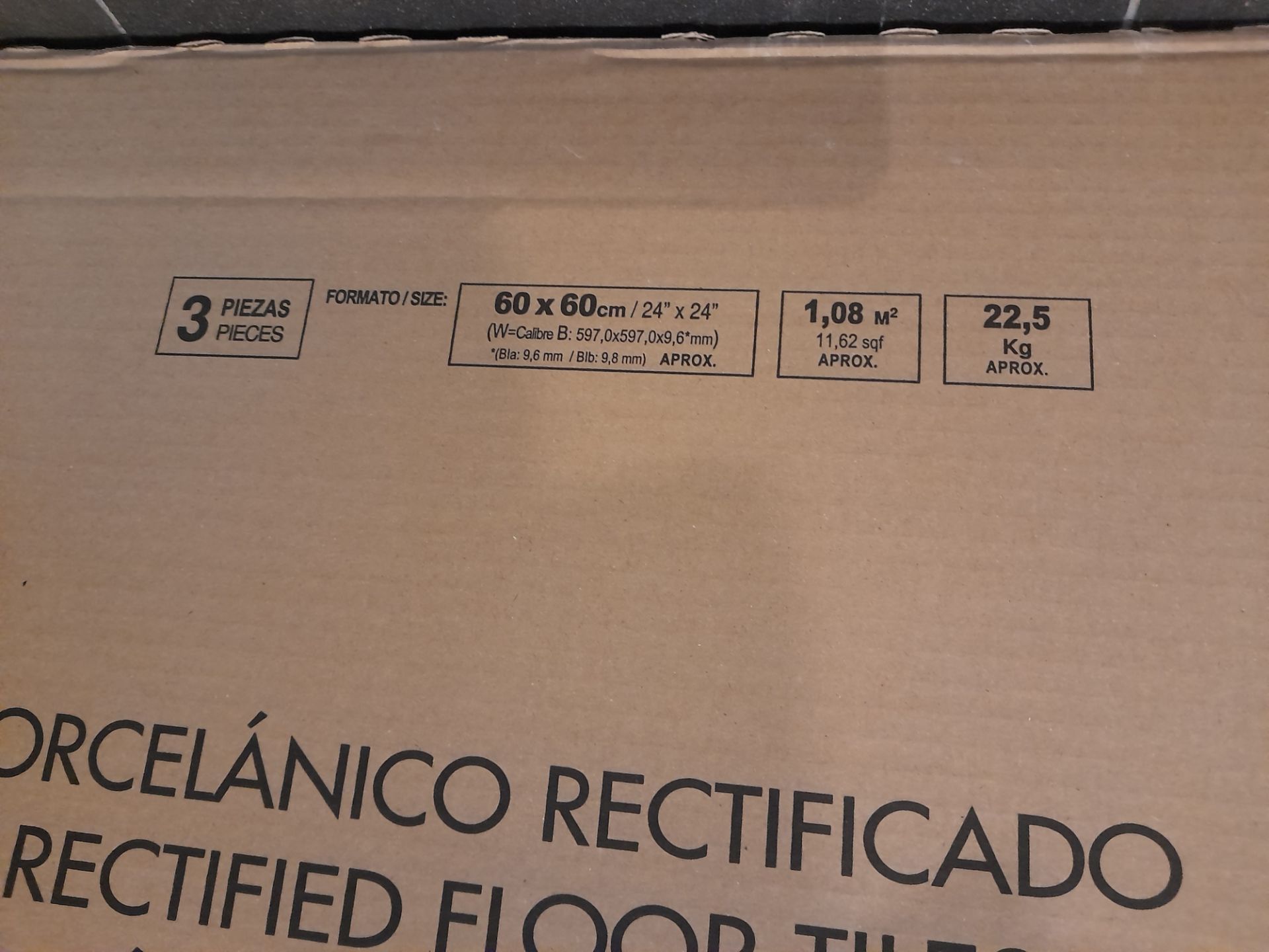 3 x Boxes of Porcelanico Rectificiado rectified floor tiles (3 pieces per box, 60cm x 60cm) - Image 2 of 3