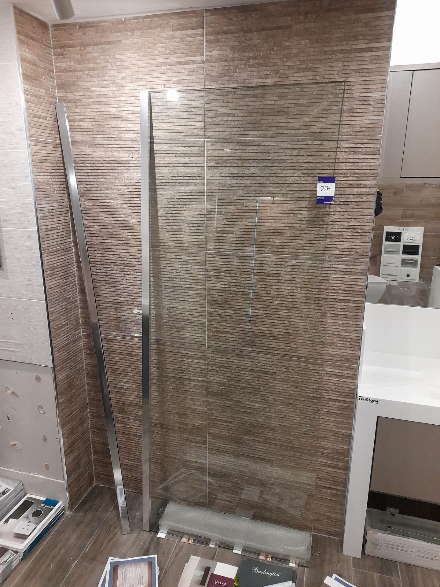 Contemporary Resin shower tray with Wetroom panel with tempered safety glass*Purchasers