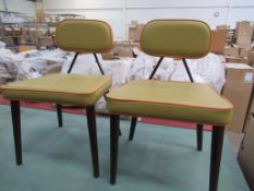 2x Green and Orange Side Chairs