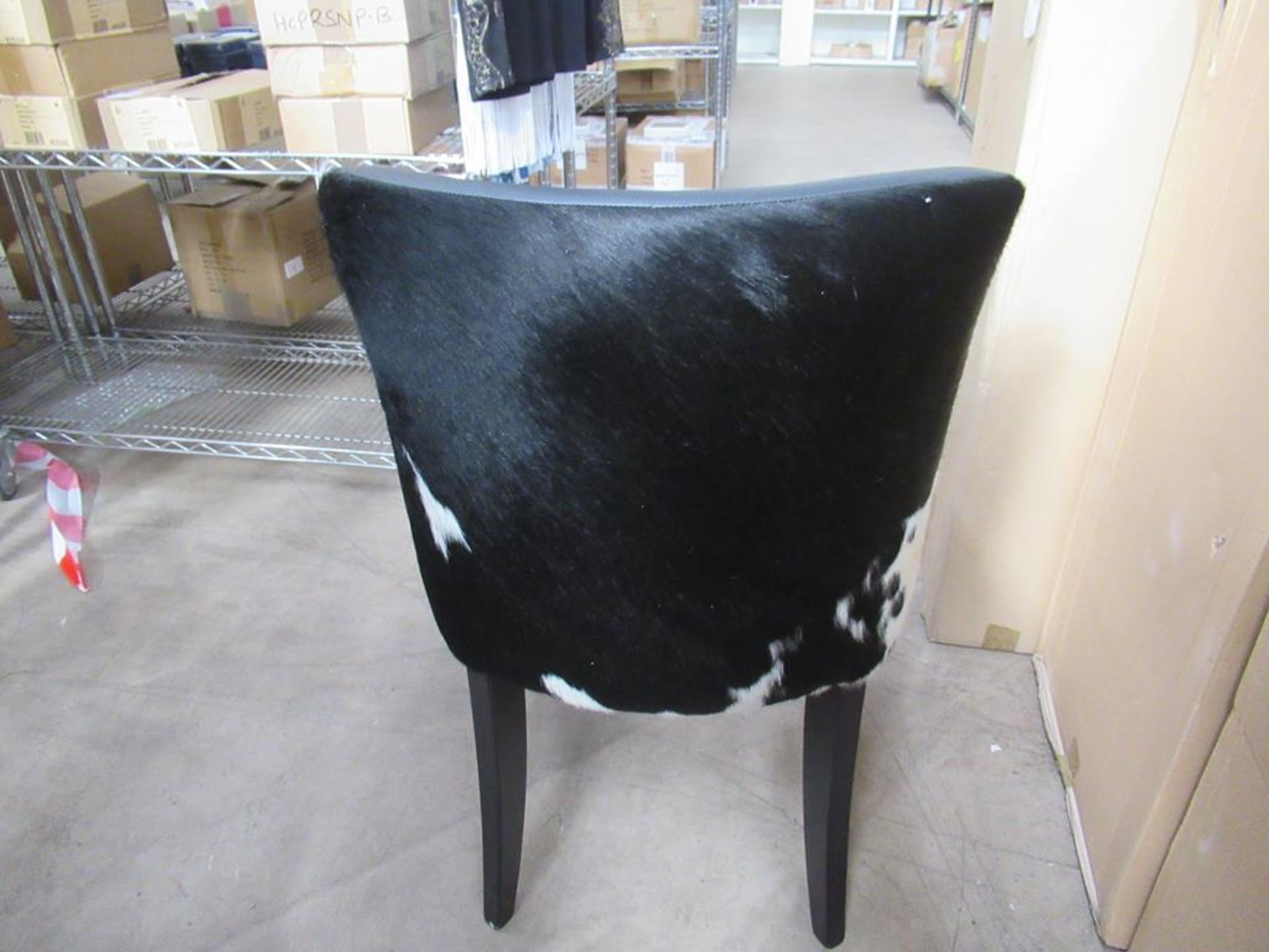 2 x Leona Vena black and white faux fur effect side chair - Image 2 of 2