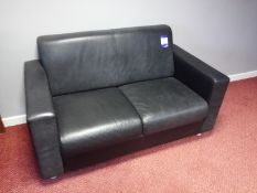 2 2-seat Sofas, black leather