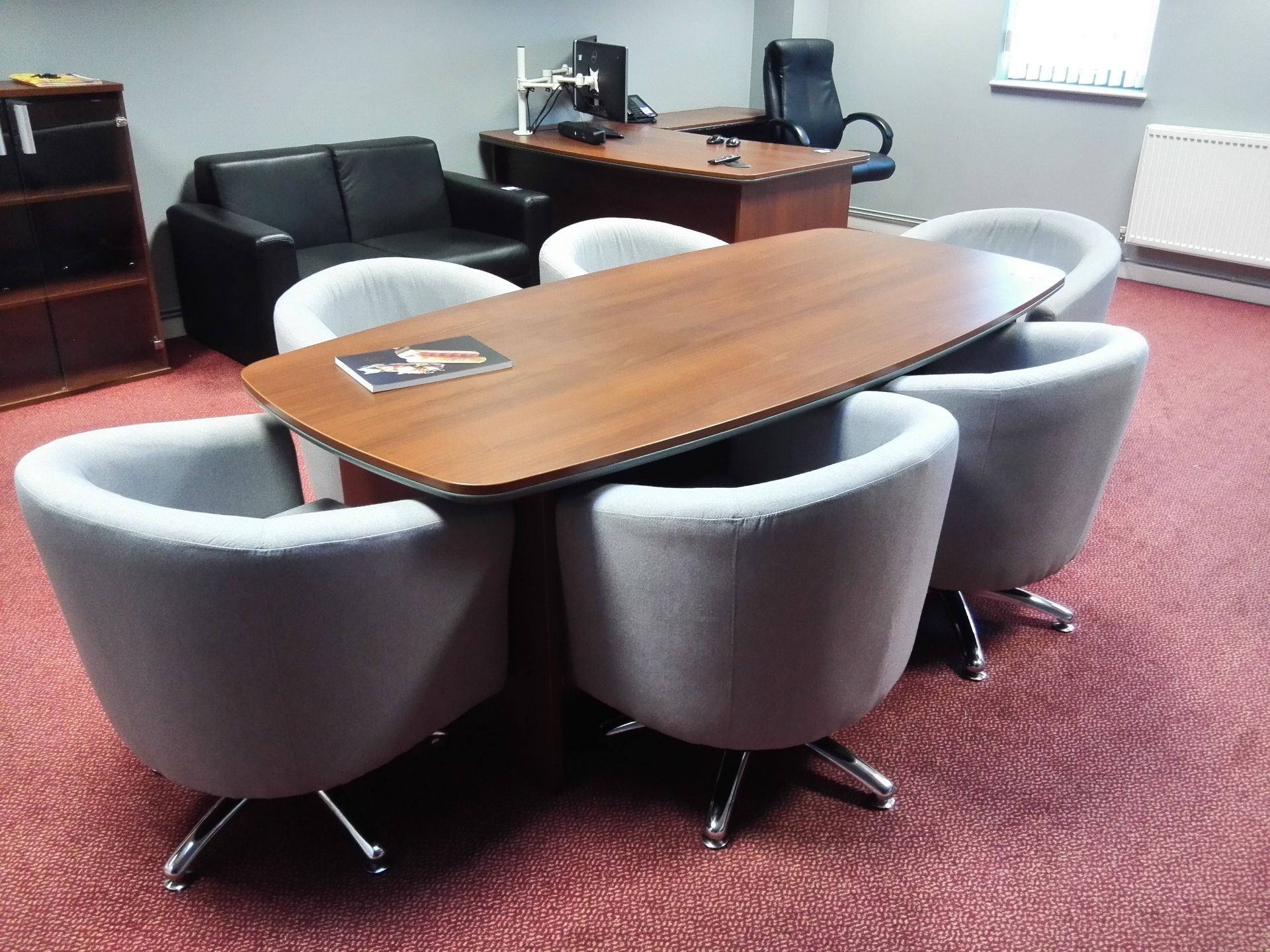 Cherry effect Elliptical Boardroom Table, 2000mm w - Image 2 of 5