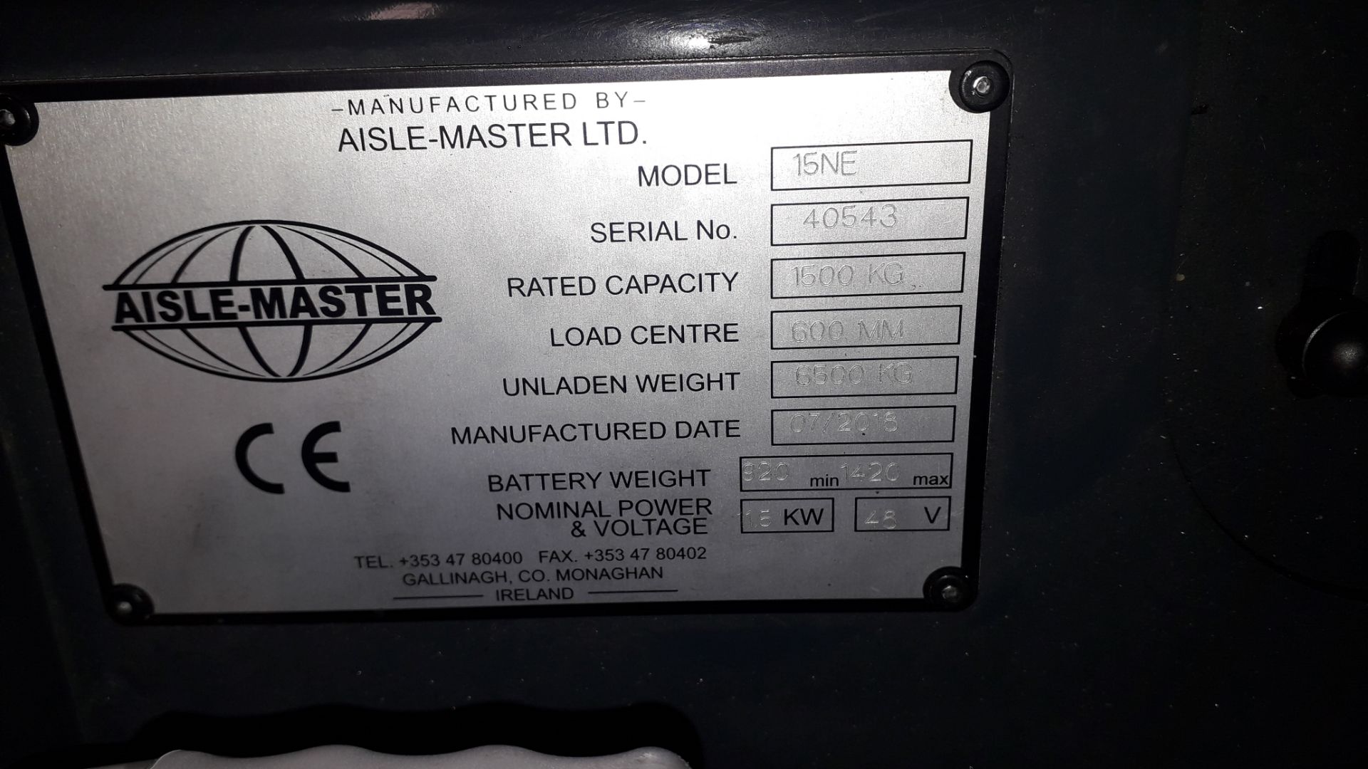 Aisle Master 15NE Electrical Forklift Truck Serial - Image 18 of 21