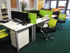 6 white laminate Desks with Pedestals & Privacy Sc