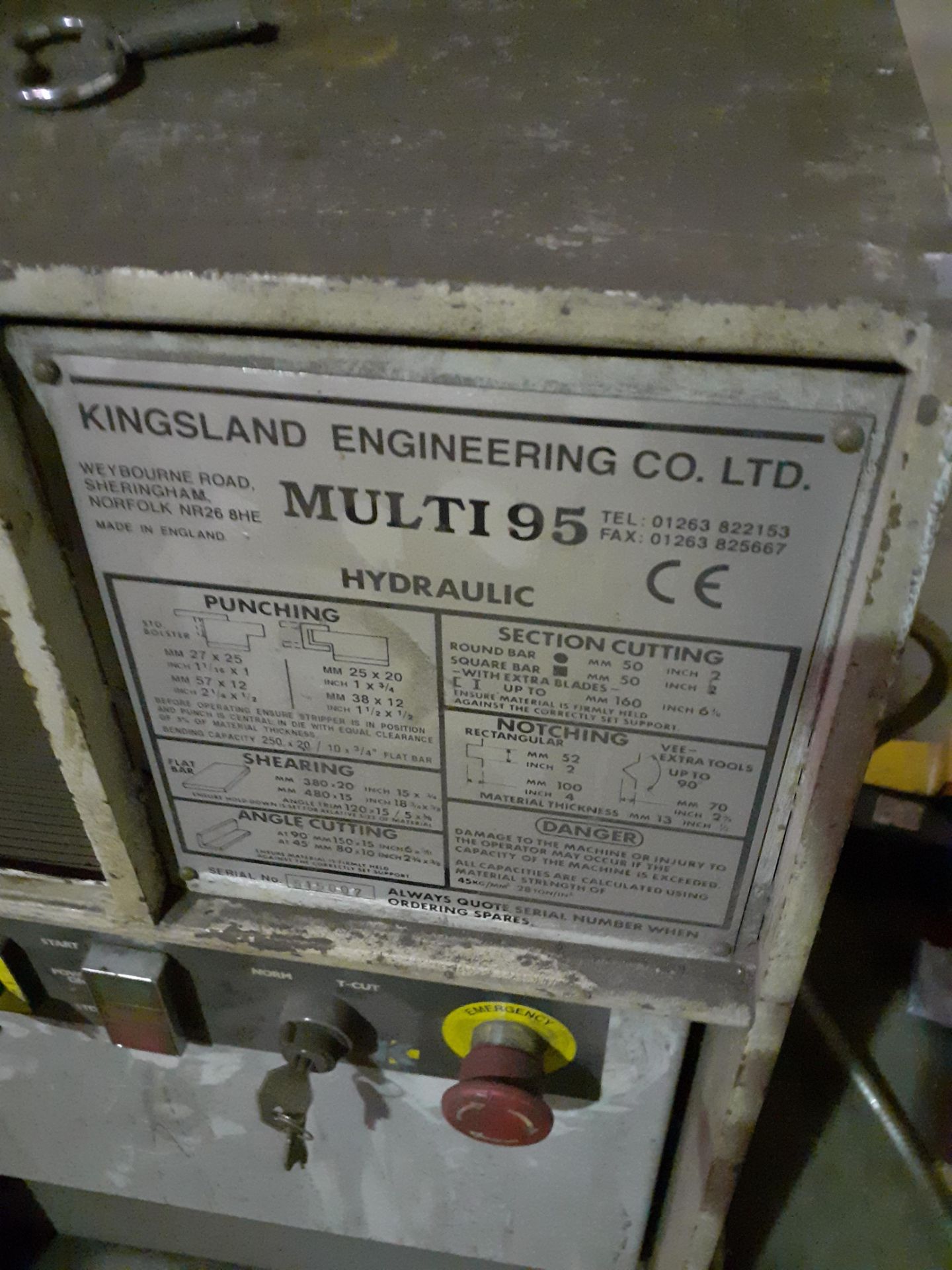 Kingsland Multi 95 Metalworker, Serial Number 515007 with Tooling - Image 5 of 6