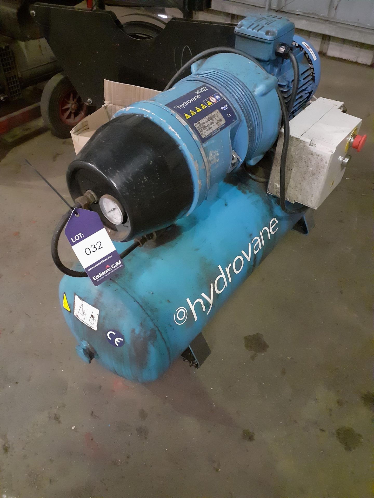 Hydrovane HV02 502PURS10-435D400 Compressor on Horizontal Receiver, Serial Number 502-042793-1005