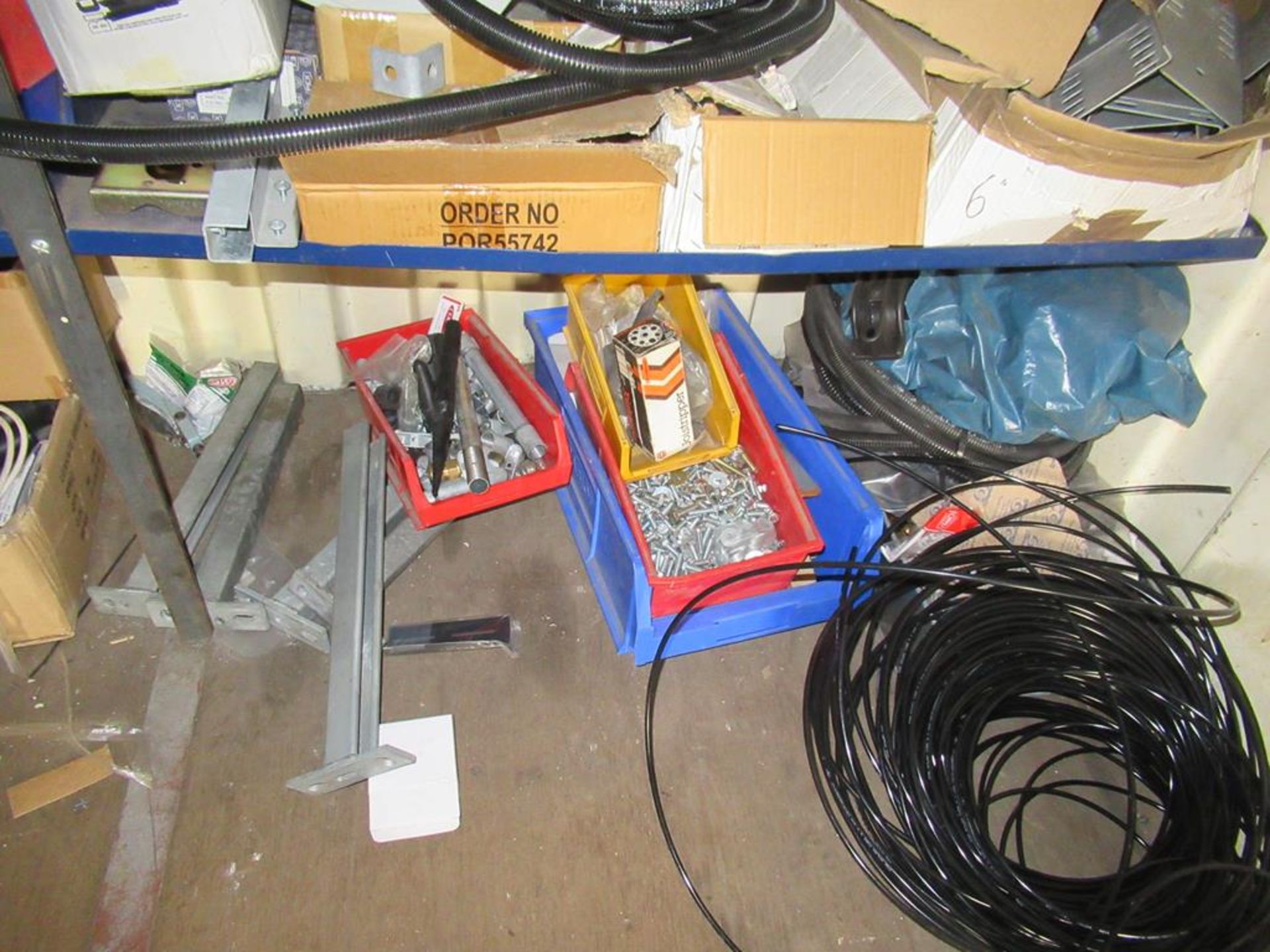 Qty of Metal Shelving and content of shelving to include various electrical spare parts, cable sleev - Image 7 of 9