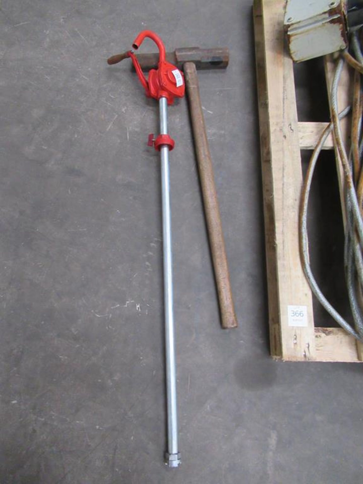 Manual Barrel Pump and Sledge Hammer