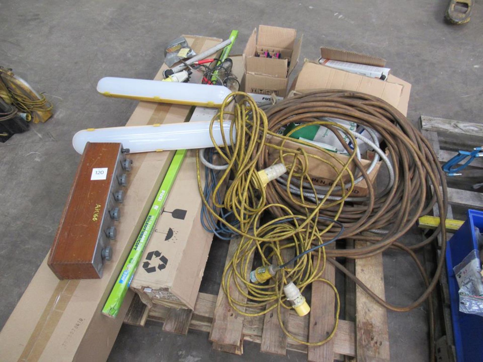 Pallet to contain qty of Sodium Lamps, LED Tubes, 110V Extension Cable etc.