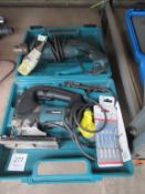 Makita 4340CT jigsaw in case (110V) with a Makita HP2040 drill (110V)