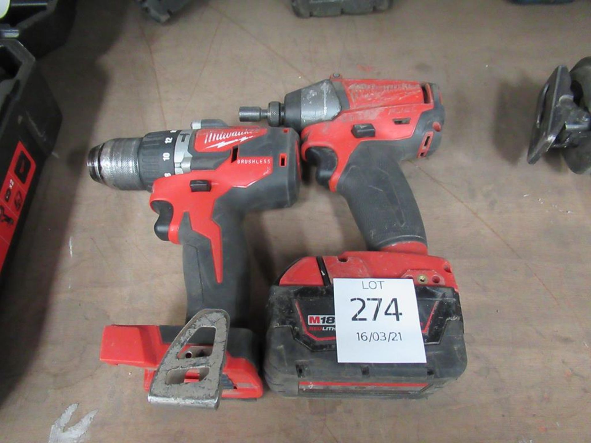 2 x Milwaukee cordless drills (one missing battery)