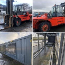 16 Tonne Forklift and 9 Unused 40FT Container Frames for Chiller Units